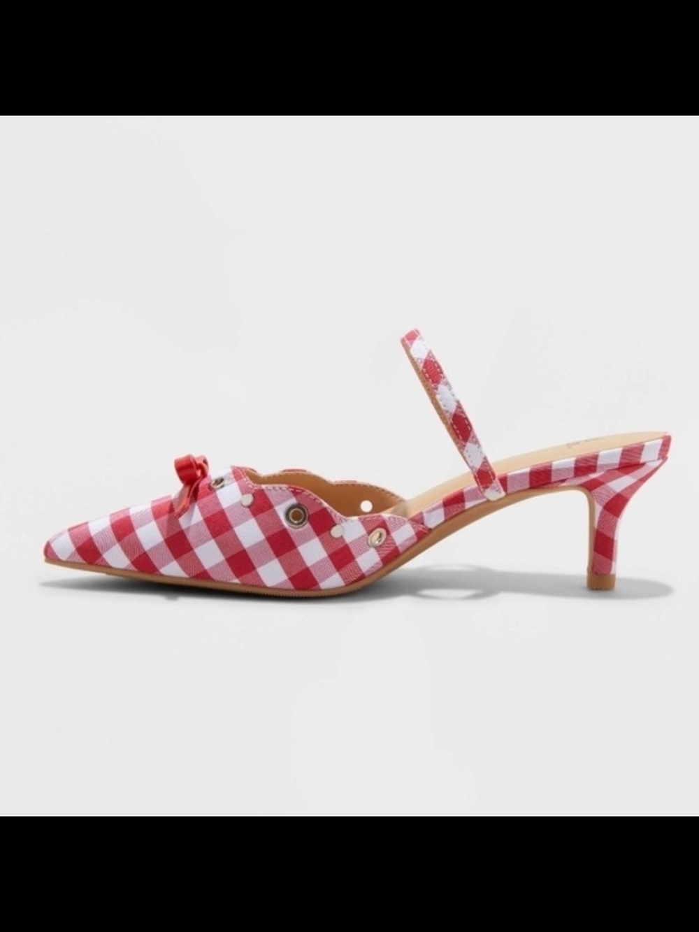 Wild Fable Lysandra Red and White Gingham Pointed Slingback Mules Size 11